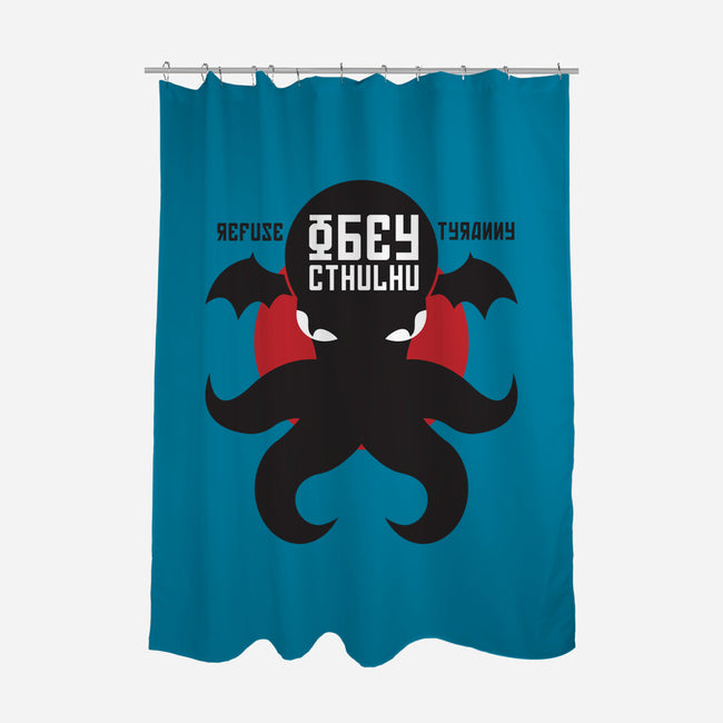 Refuse Tyranny, Obey Cthulhu-none polyester shower curtain-Retro Review