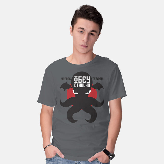 Refuse Tyranny, Obey Cthulhu-mens basic tee-Retro Review