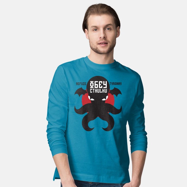 Refuse Tyranny, Obey Cthulhu-mens long sleeved tee-Retro Review
