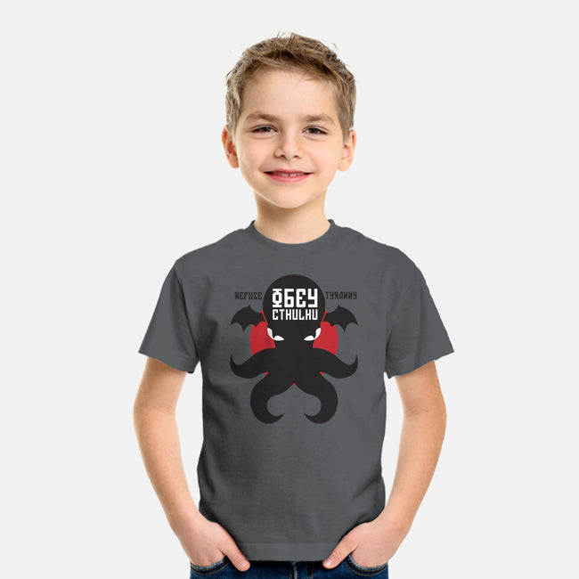 Refuse Tyranny, Obey Cthulhu-youth basic tee-Retro Review