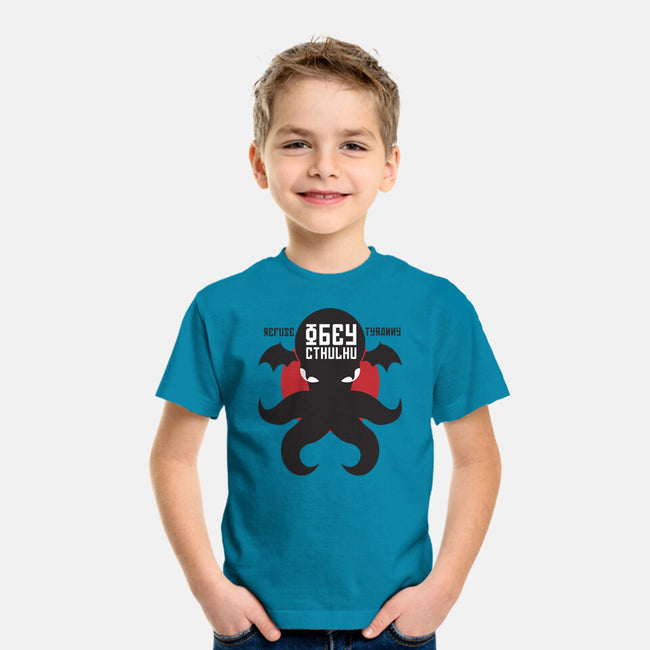 Refuse Tyranny, Obey Cthulhu-youth basic tee-Retro Review