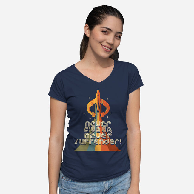 Retro Quest-womens v-neck tee-DeepFriedArt