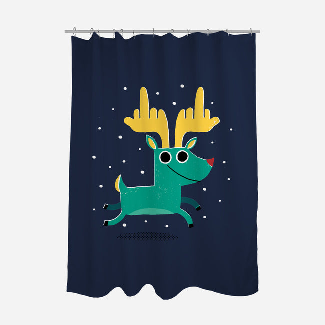 Rude Dolph-none polyester shower curtain-DinoMike