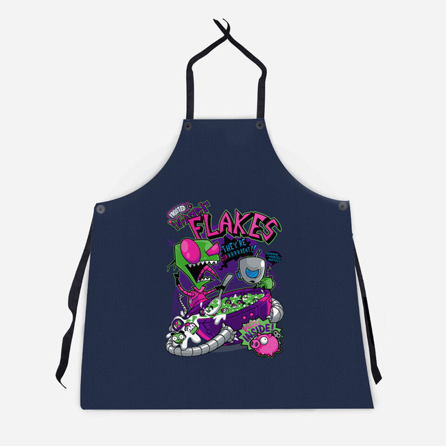 Invader Flakes-unisex kitchen apron-AtomicRocket