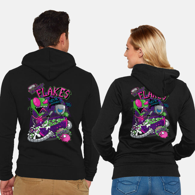 Invader Flakes-unisex zip-up sweatshirt-AtomicRocket