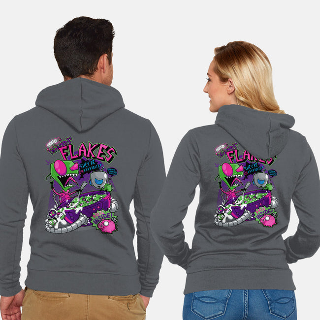 Invader Flakes-unisex zip-up sweatshirt-AtomicRocket