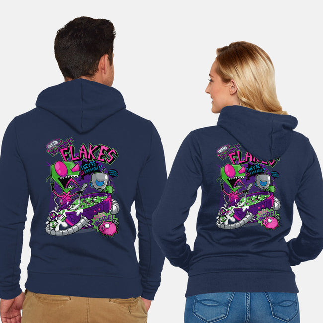 Invader Flakes-unisex zip-up sweatshirt-AtomicRocket