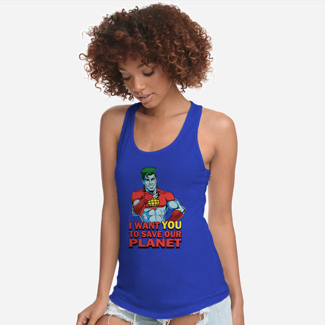 Planeteer Call-womens racerback tank-batang 9tees
