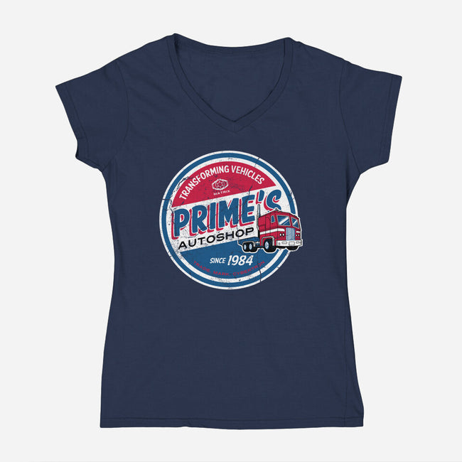 Prime's Autoshop-womens v-neck tee-Nemons
