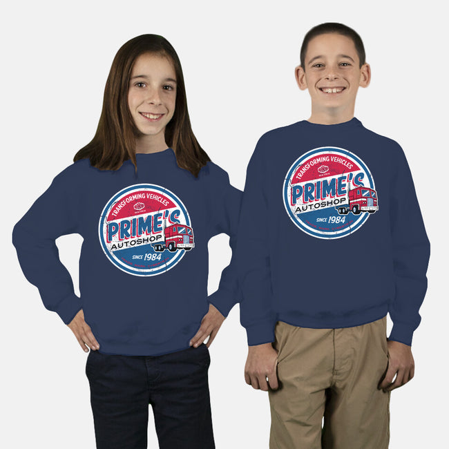 Prime's Autoshop-youth crew neck sweatshirt-Nemons