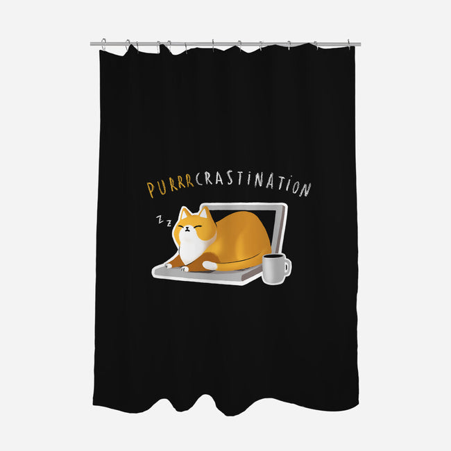 Purrrcrastination-none polyester shower curtain-BlancaVidal