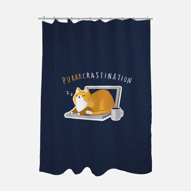 Purrrcrastination-none polyester shower curtain-BlancaVidal