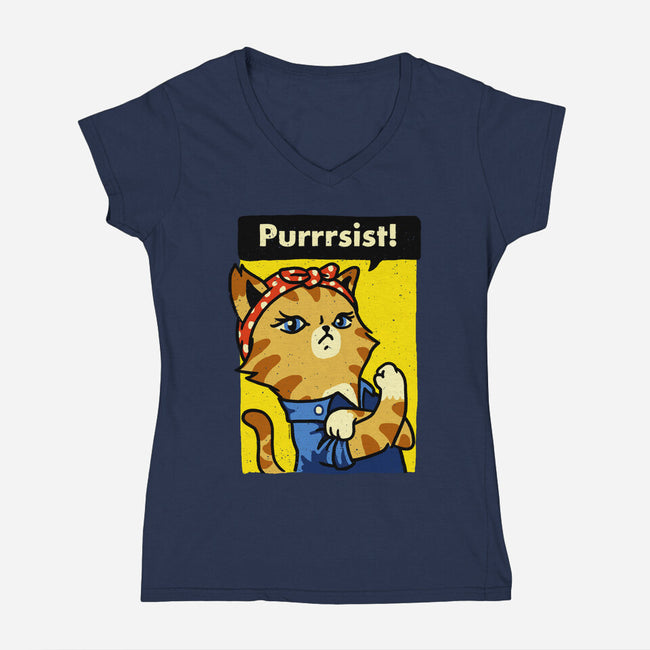 Purrrsist!-womens v-neck tee-vomaria