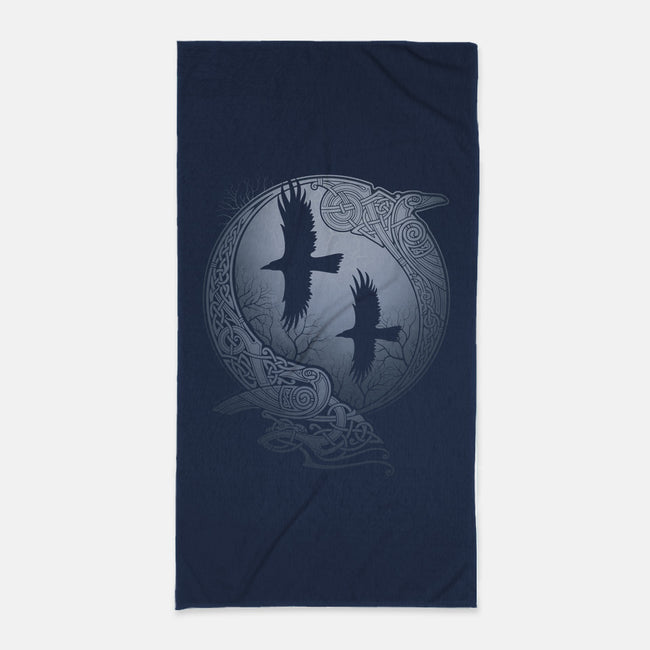 Odin's Ravens-none beach towel-RAIDHO