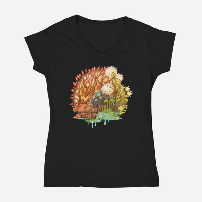 Ohmu and Fox-womens v-neck tee-storyofthedoor