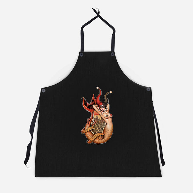 Old School Mermaid Trouble-unisex kitchen apron-Zeeee