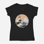 On the Cliff by the Sea-womens v-neck tee-leo_queval