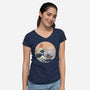 On the Cliff by the Sea-womens v-neck tee-leo_queval
