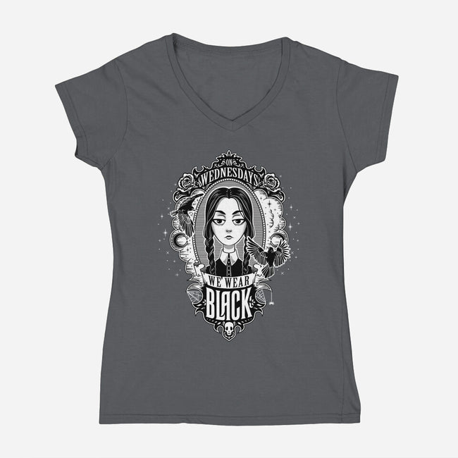 On Wednesdays We Wear Black-womens v-neck tee-Kat_Haynes