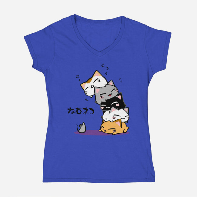 Neko Uh-oh-womens v-neck tee-JAZZCOLA