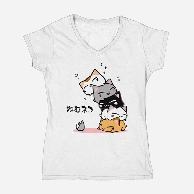 Neko Uh-oh-womens v-neck tee-JAZZCOLA