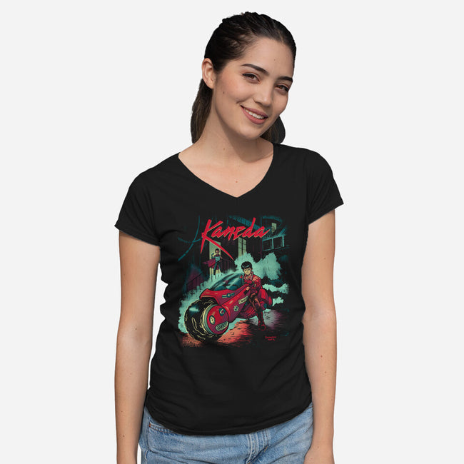 Neo Tokyo Rain-womens v-neck tee-DonovanAlex