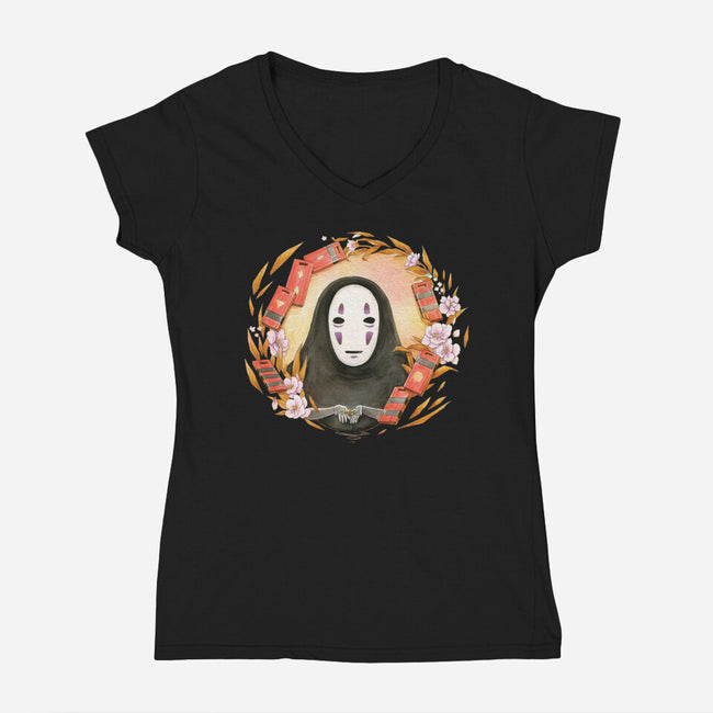No Face-womens v-neck tee-Cinnamoron