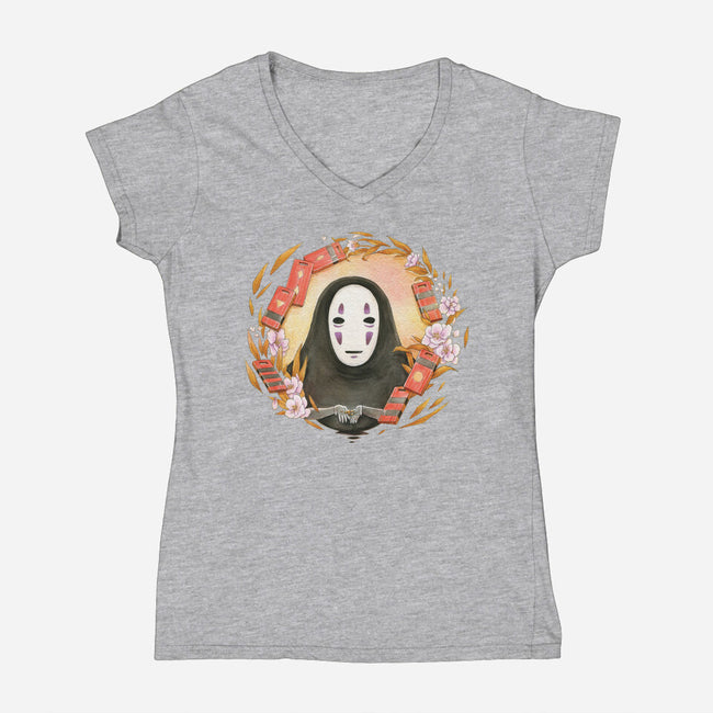 No Face-womens v-neck tee-Cinnamoron