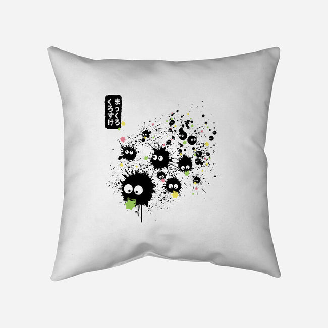 Makkuro Kurosuke Ink-none removable cover w insert throw pillow-DrMonekers