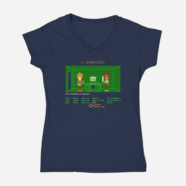 Maniac IT Department-womens v-neck tee-RyanAstle