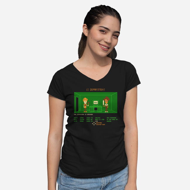 Maniac IT Department-womens v-neck tee-RyanAstle