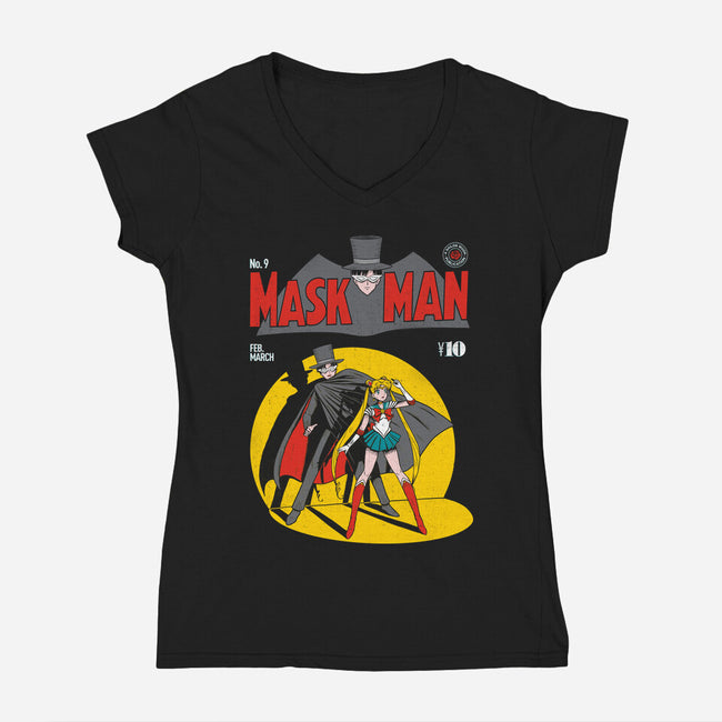 Maskman-womens v-neck tee-paulagarcia