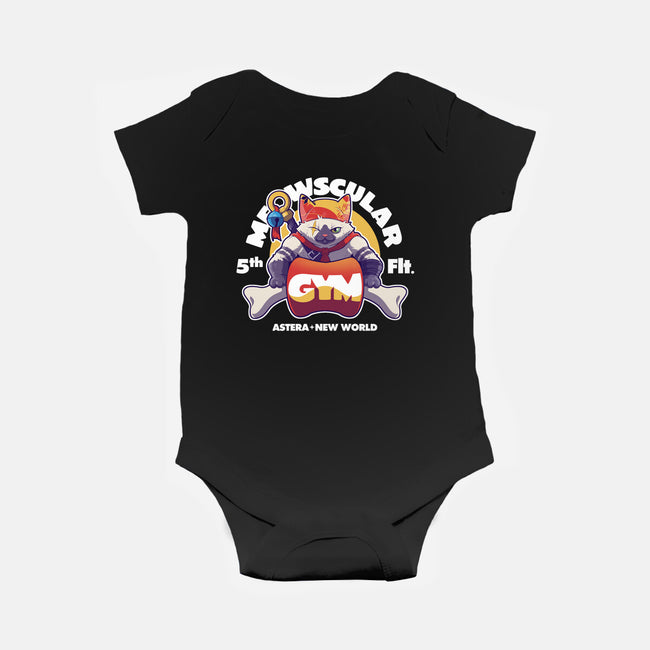 Meowscular Gym-baby basic onesie-KindaCreative