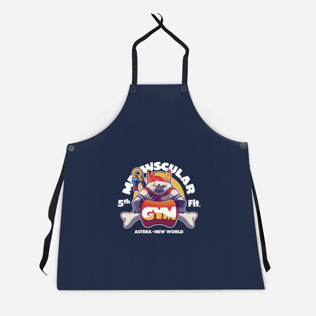 Meowscular Gym-unisex kitchen apron-KindaCreative