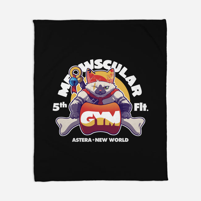 Meowscular Gym-none fleece blanket-KindaCreative