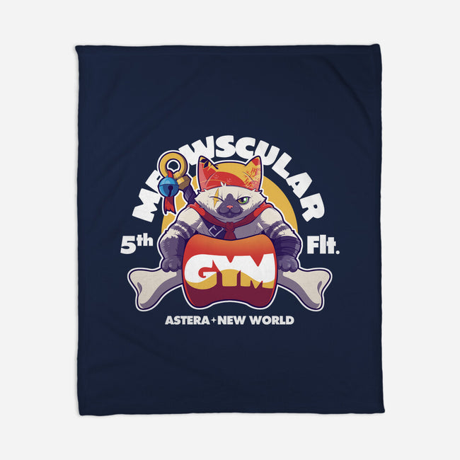 Meowscular Gym-none fleece blanket-KindaCreative