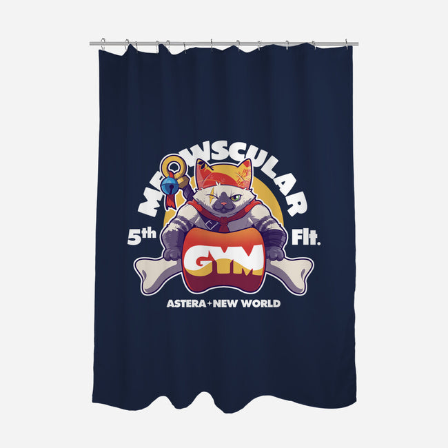 Meowscular Gym-none polyester shower curtain-KindaCreative