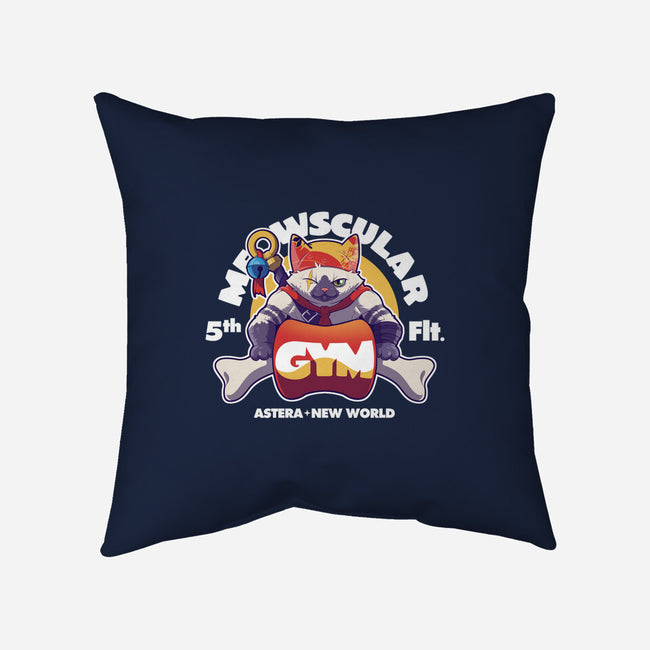 Meowscular Gym-none removable cover throw pillow-KindaCreative