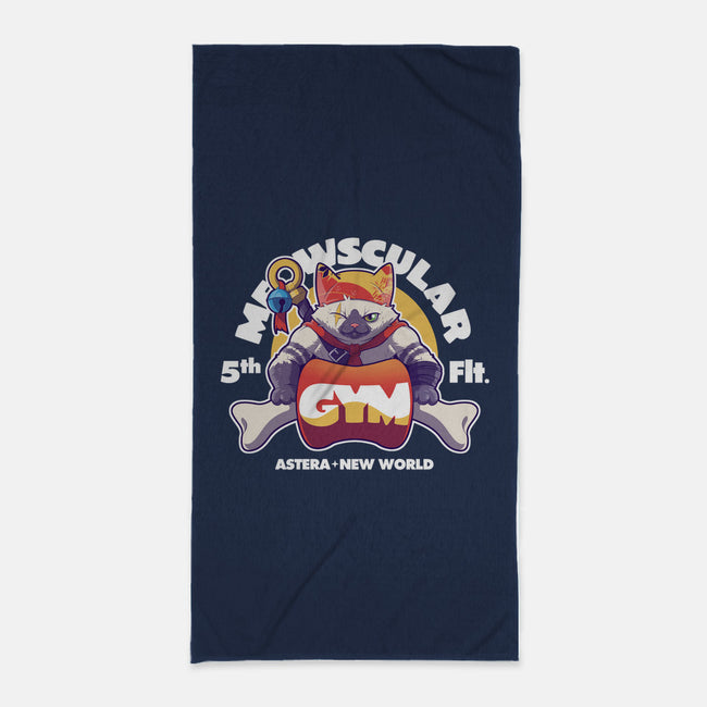 Meowscular Gym-none beach towel-KindaCreative