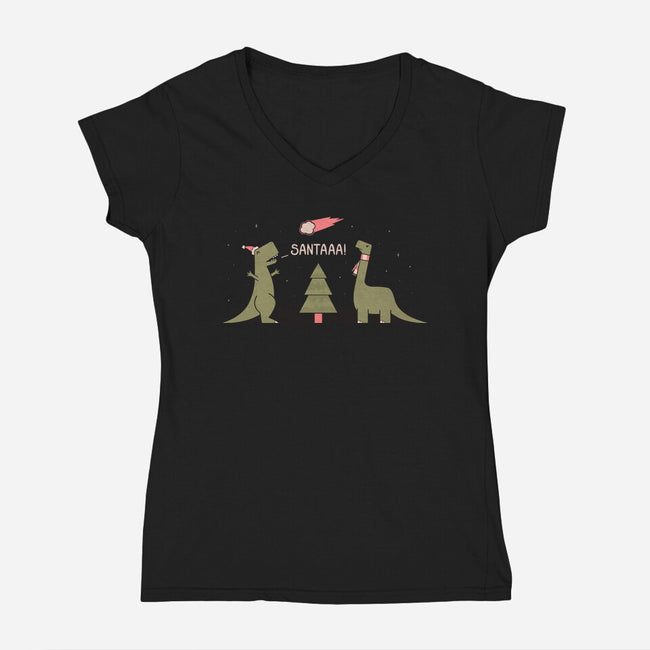 Merry Extinction-womens v-neck tee-Teo Zed