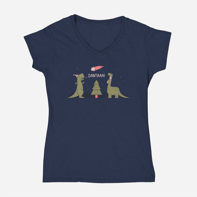 Merry Extinction-womens v-neck tee-Teo Zed