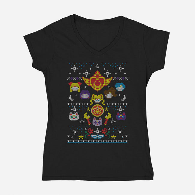 Merry Senshi-womens v-neck tee-machmigo