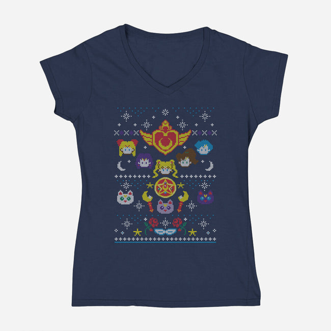 Merry Senshi-womens v-neck tee-machmigo