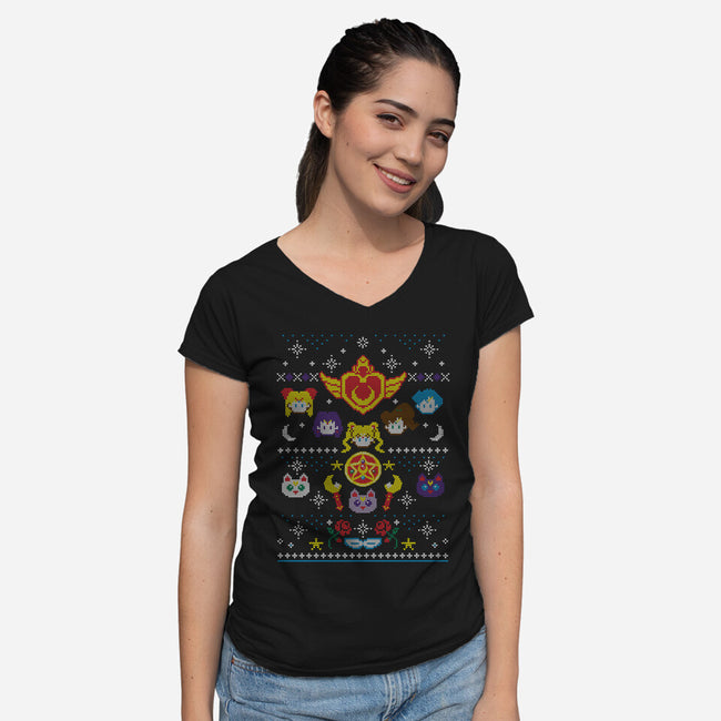 Merry Senshi-womens v-neck tee-machmigo