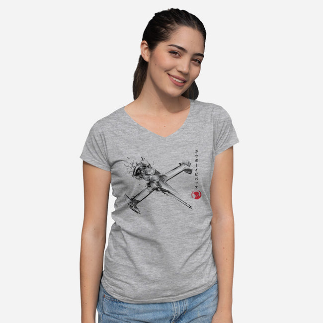 MONO Racer Sumi-e-womens v-neck tee-DrMonekers