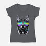 Music Lover Cat-womens v-neck tee-clingcling