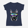 Music Lover Cat-womens v-neck tee-clingcling