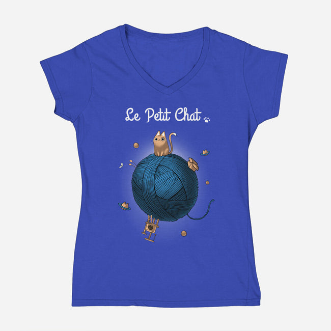 Le Petit Chat-womens v-neck tee-BlancaVidal