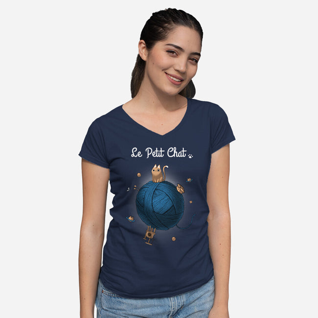 Le Petit Chat-womens v-neck tee-BlancaVidal