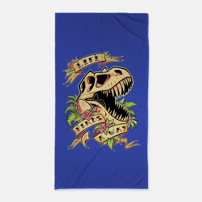 Life Finds a Way-none beach towel-Squeedge Monster